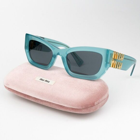 NEW Miu Miu MU09WS 19L09T Ivy Opal Dark Grey Rectangle Women Sunglasses main image 5